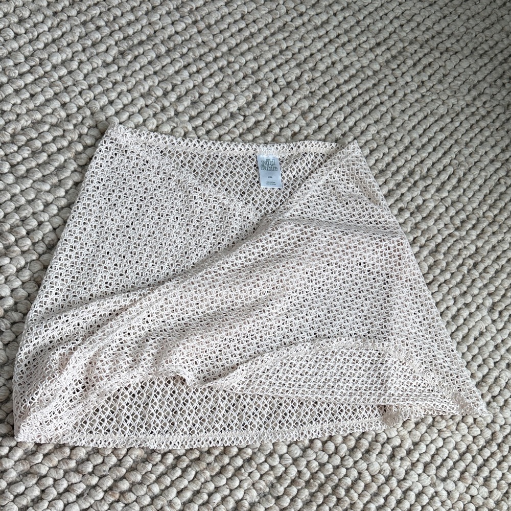 Time and Tru Beige Crochet Mini Skirt